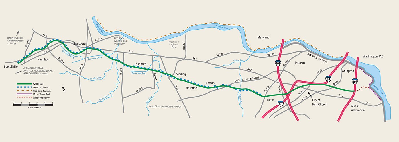 W And Od Trail Map Washington And Old Dominion Railroad Regional Park | Nova Parks